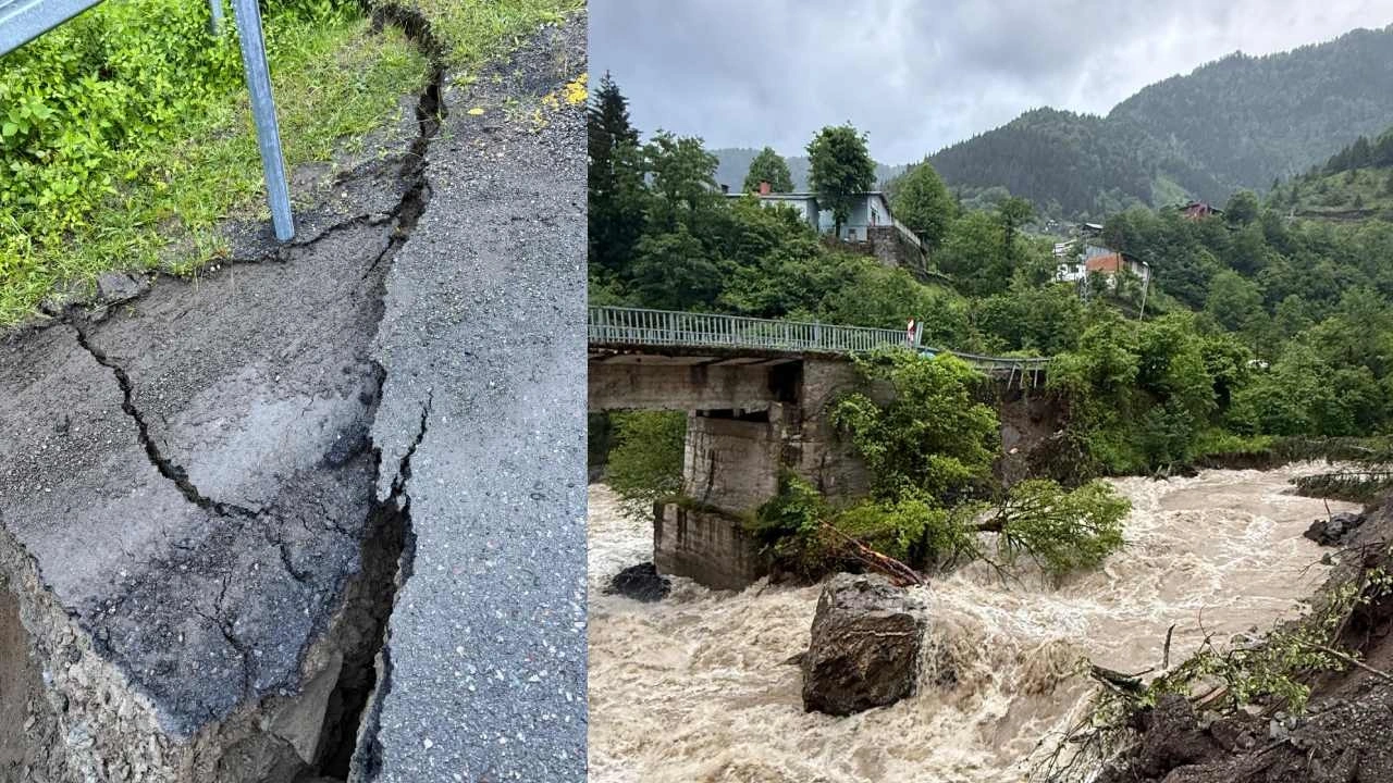 Artvin'de sağanak dereyi taşırdı, 5 köyün yolu zarar gördü